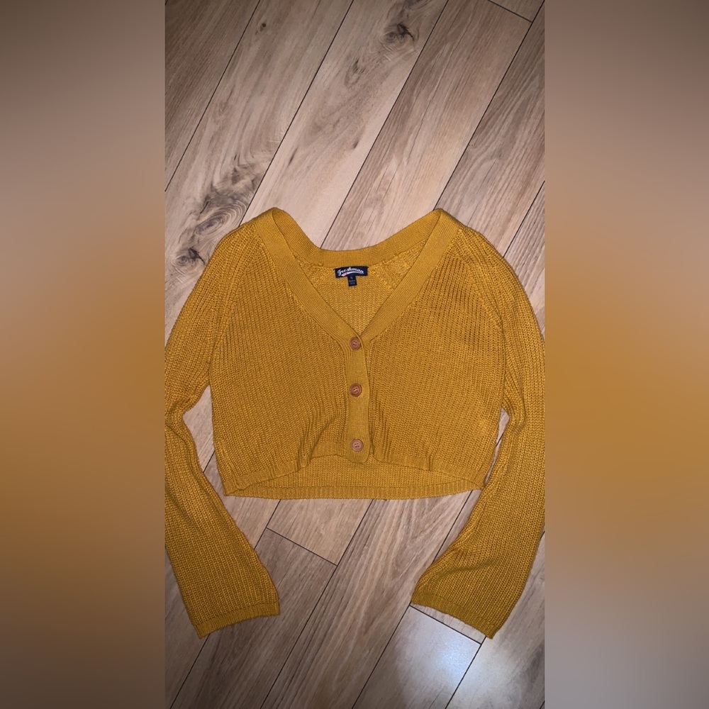 Freshman yellow cropped cardigan